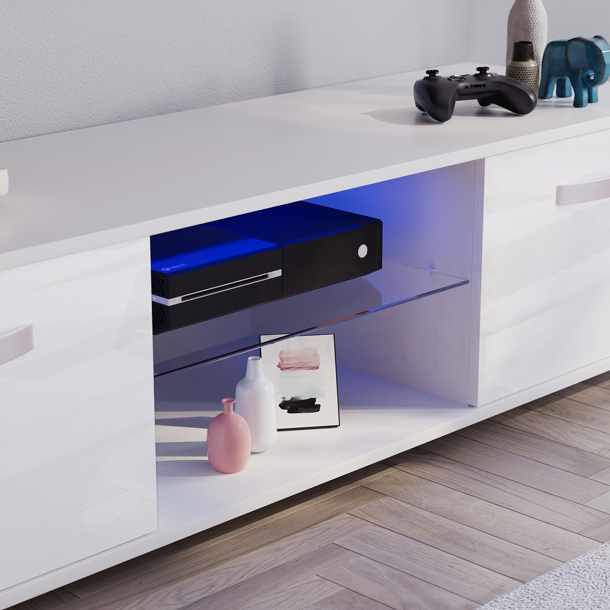 Cosmo 2-Door LED TV Unit, 140cm - White
