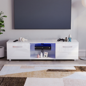 Cosmo 2-Door LED TV Unit, 140cm - White