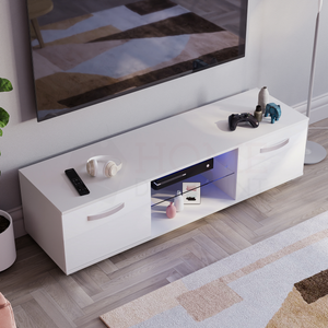 Cosmo 2-Door LED TV Unit, 140cm - White