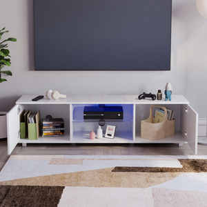 Cosmo 2-Door LED TV Unit, 140cm - White