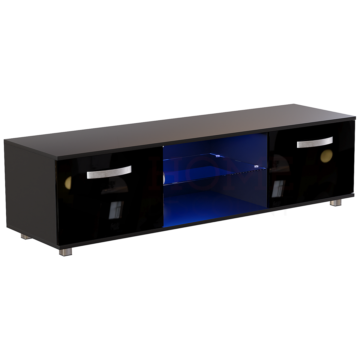 Cosmo 2-Door LED TV Unit, 140cm - Black