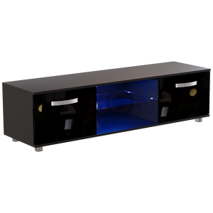 Cosmo 2-Door LED TV Unit, 140cm - Black