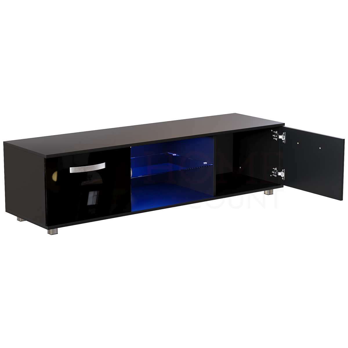 Cosmo 2-Door LED TV Unit, 140cm - Black