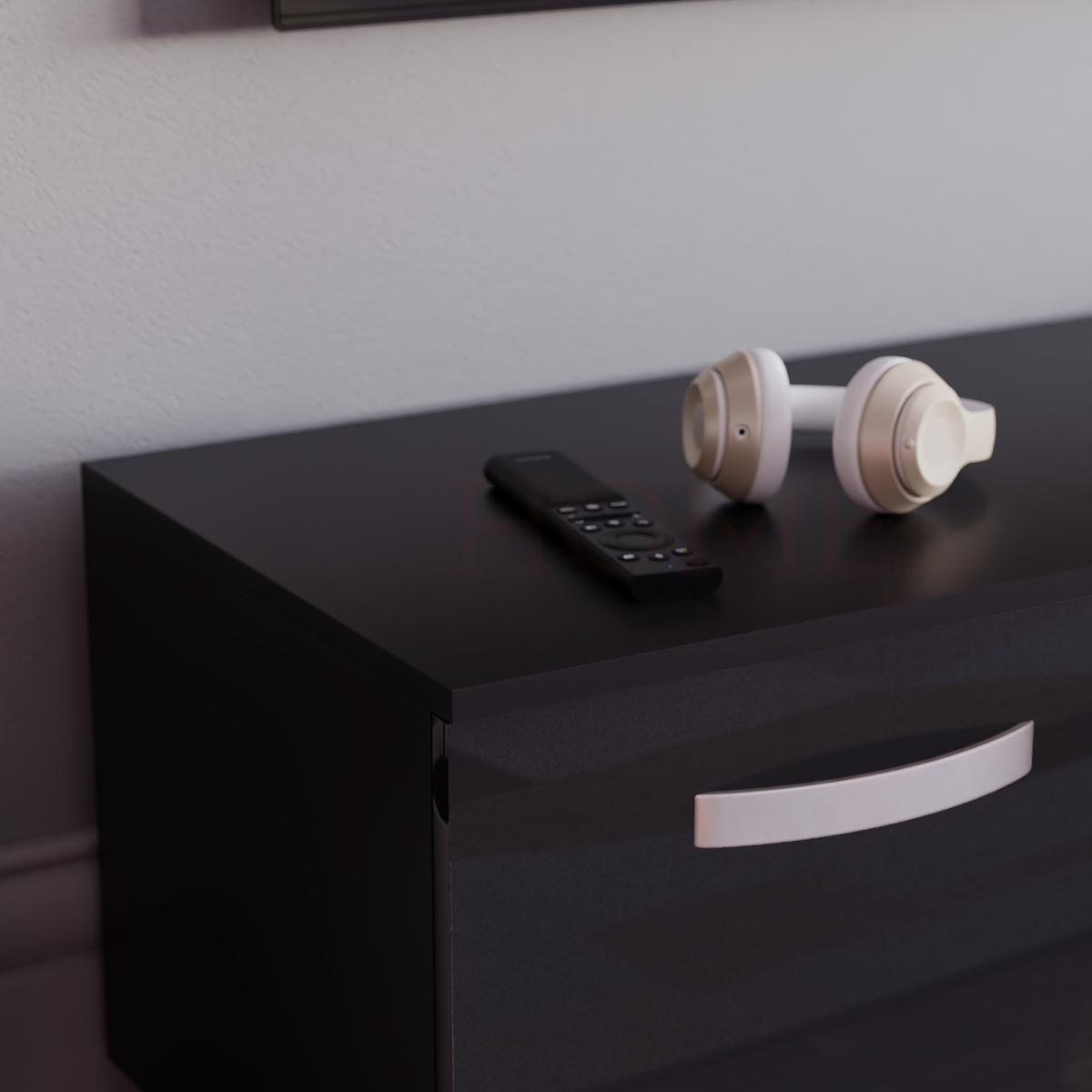 Cosmo 2-Door LED TV Unit, 140cm - Black