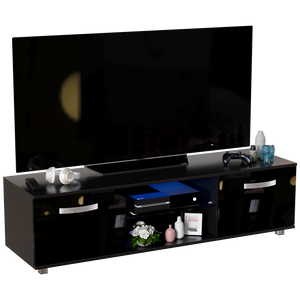 Cosmo 2-Door LED TV Unit, 140cm - Black