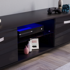 Cosmo 2 Door LED TV Unit, 140cm, Black