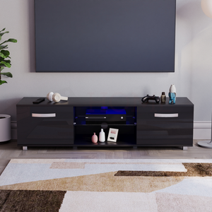 Cosmo 2-Door LED TV Unit, 140cm - Black