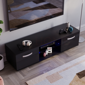 Cosmo 2-Door LED TV Unit, 140cm - Black
