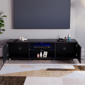 Cosmo 2-Door LED TV Unit, 140cm - Black
