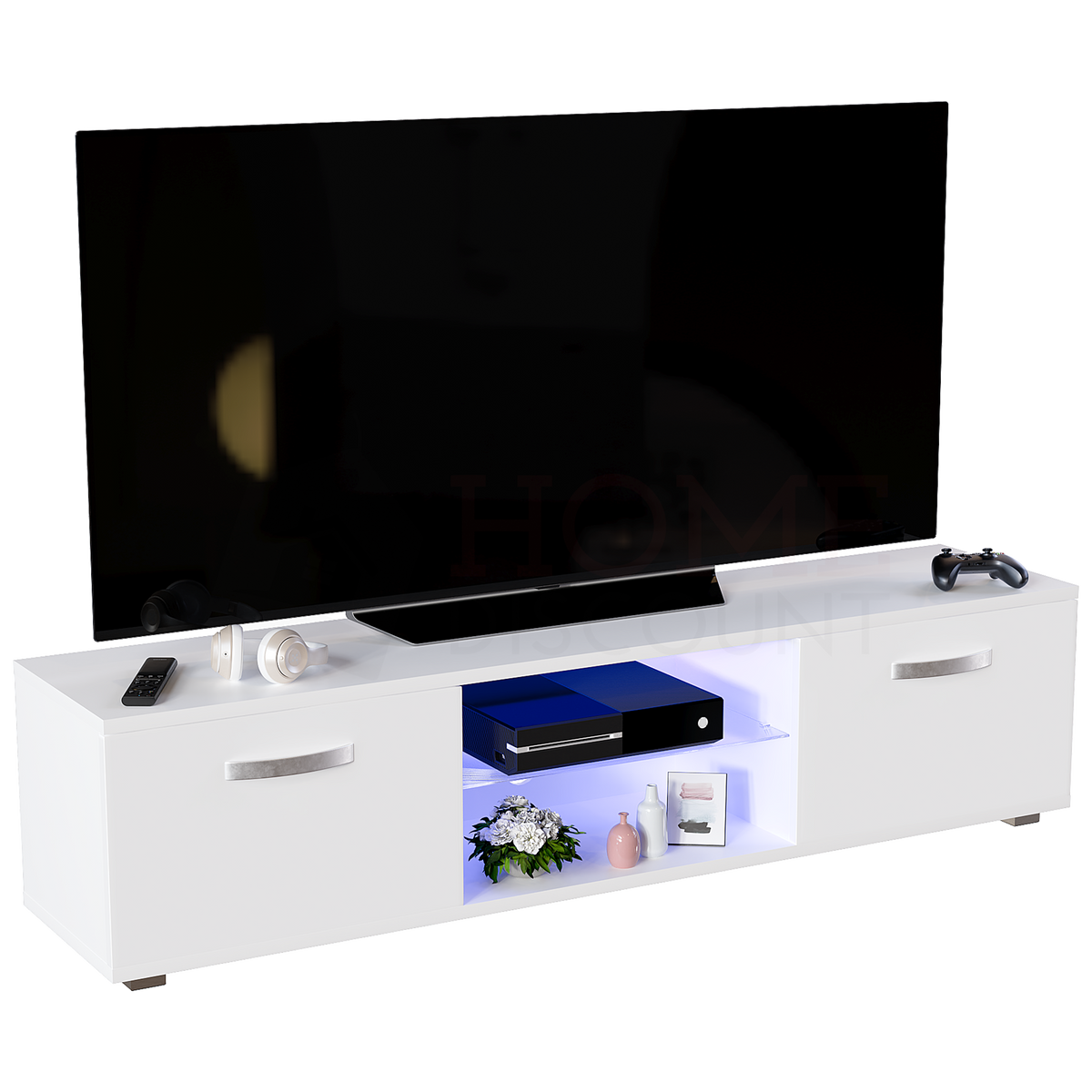 Cosmo 2-Door LED TV Unit, 160cm - White