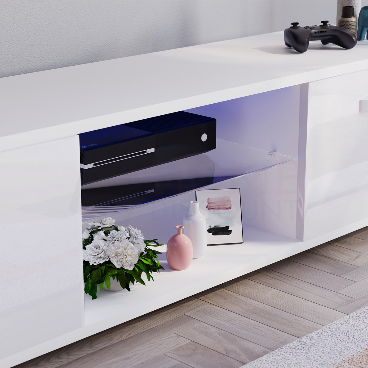 Cosmo 2-Door LED TV Unit, 160cm - White