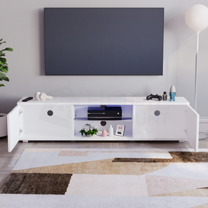 Cosmo 2-Door LED TV Unit, 160cm - White