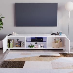 Cosmo 2-Door LED TV Unit, 160cm - White