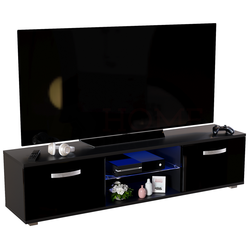 Cosmo 2 Door LED TV Unit, 160cm, Black