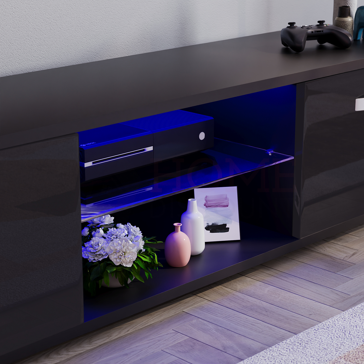 Cosmo 2-Door LED TV Unit, 160cm - Black