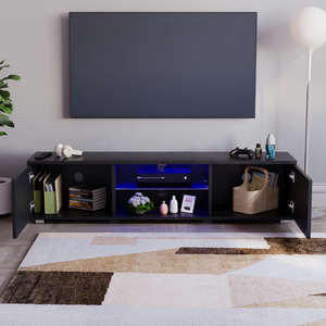 Cosmo 2-Door LED TV Unit, 160cm - Black