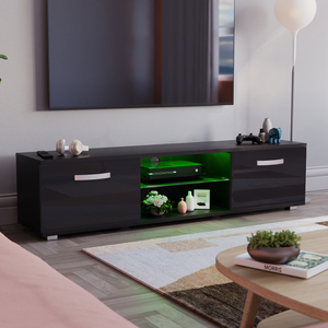 Cosmo 2-Door LED TV Unit, 160cm - Black