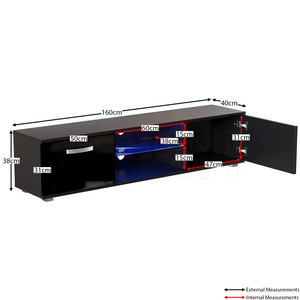 Cosmo 2-Door LED TV Unit, 160cm - Black