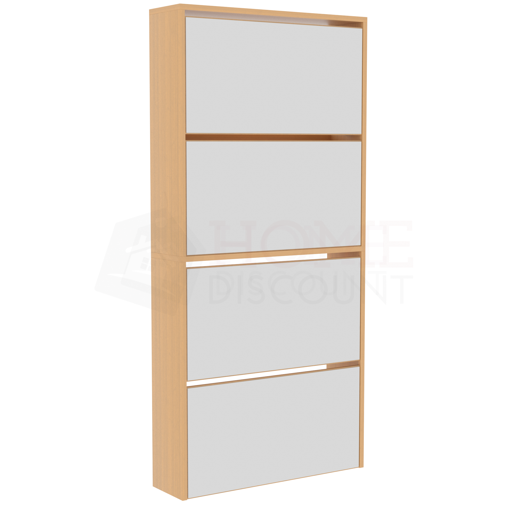 Welham 4 Drawer Mirrored Shoe Cabinet Oak Home Discount Ltd
