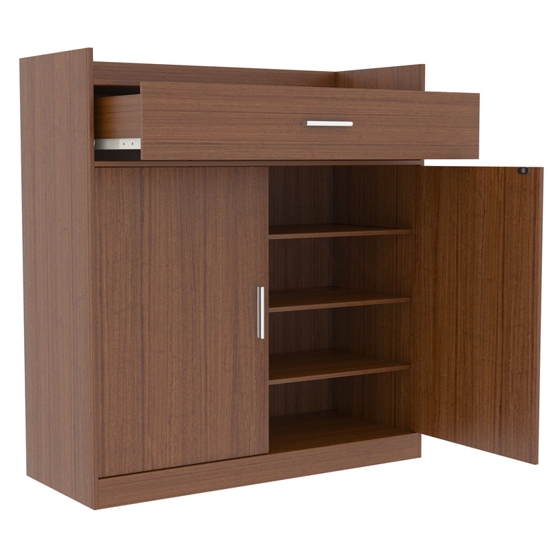 Dalby 2-Door 1-Drawer Shoe Cabinet - Walnut