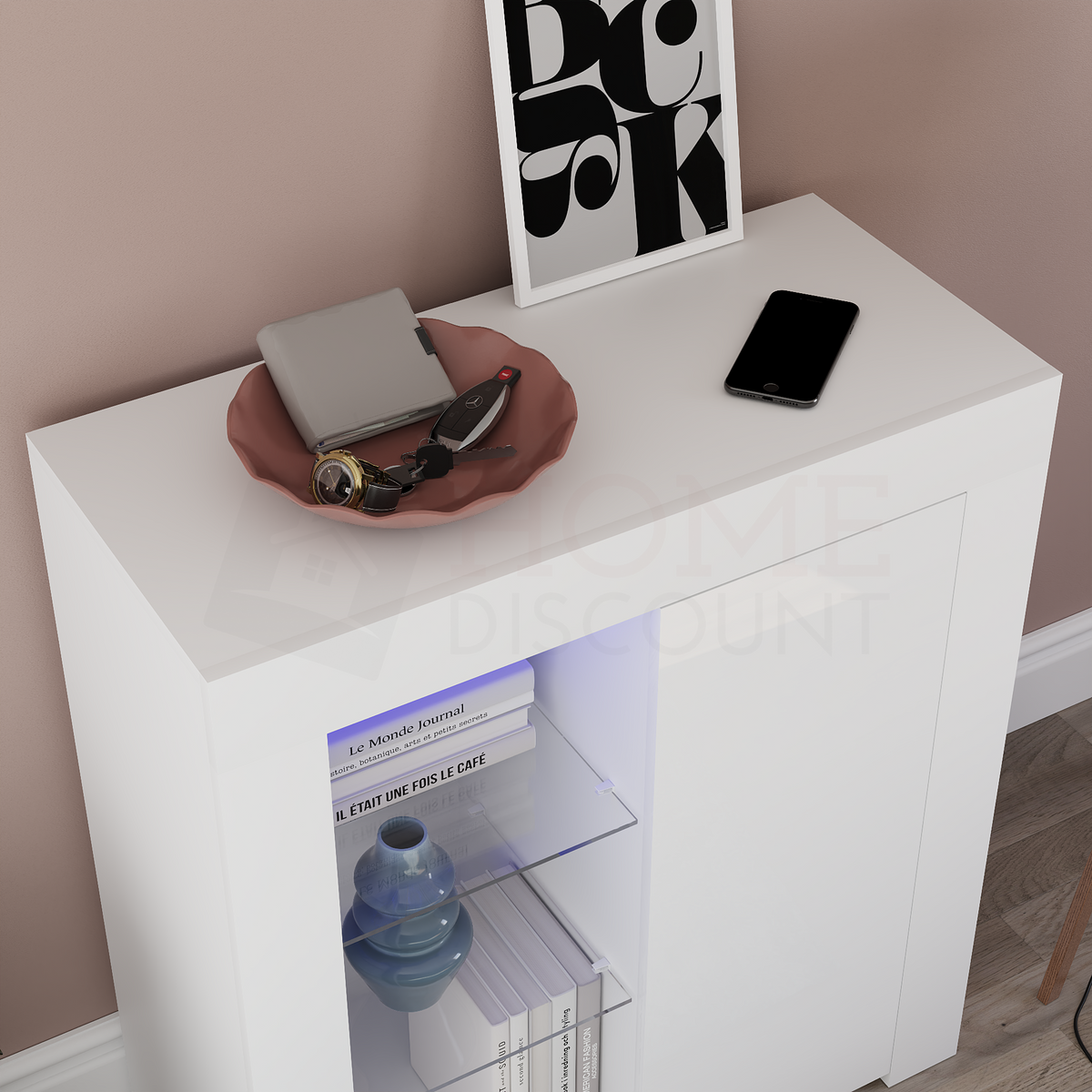 Azura 1-Door LED Sideboard - White