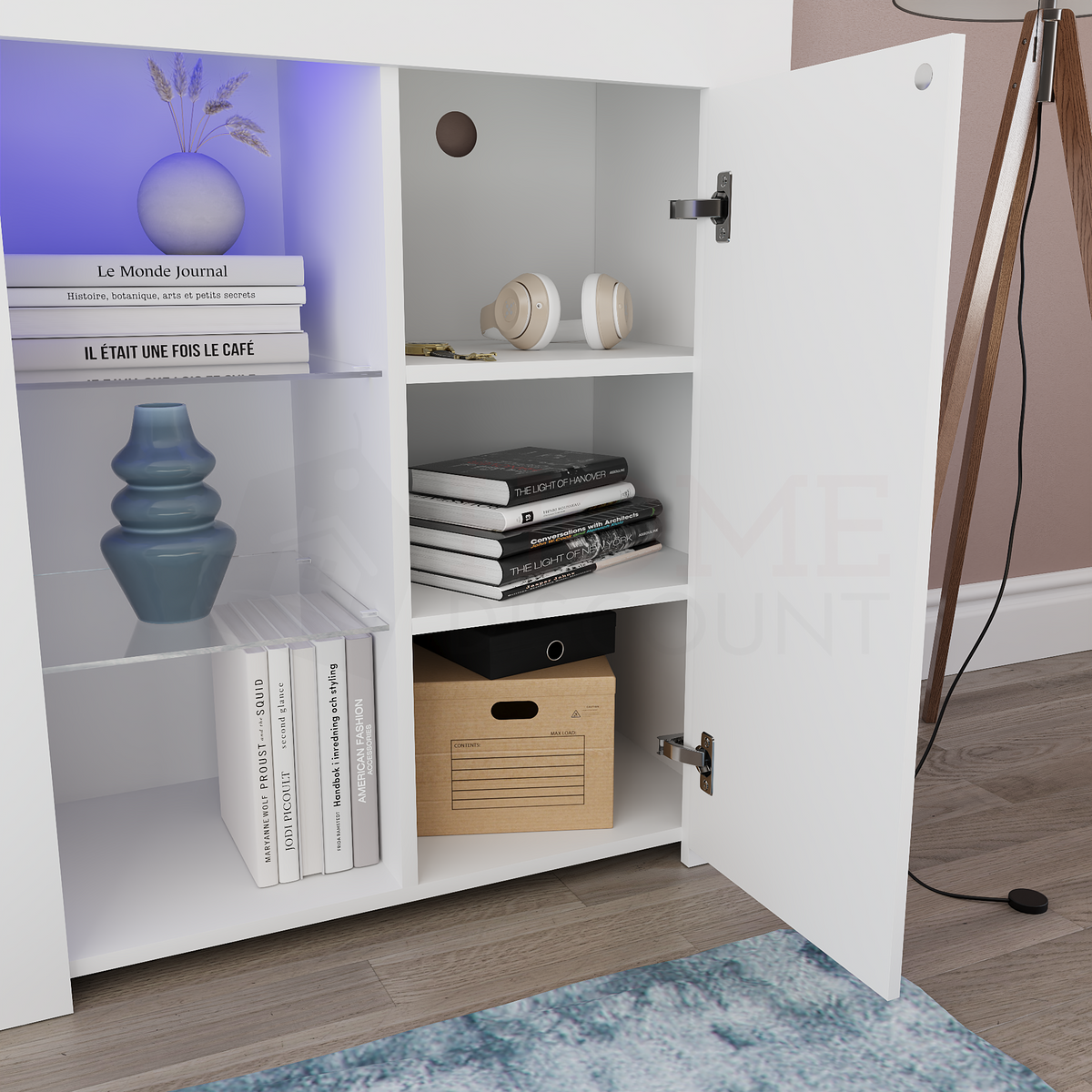 Azura 1-Door LED Sideboard - White