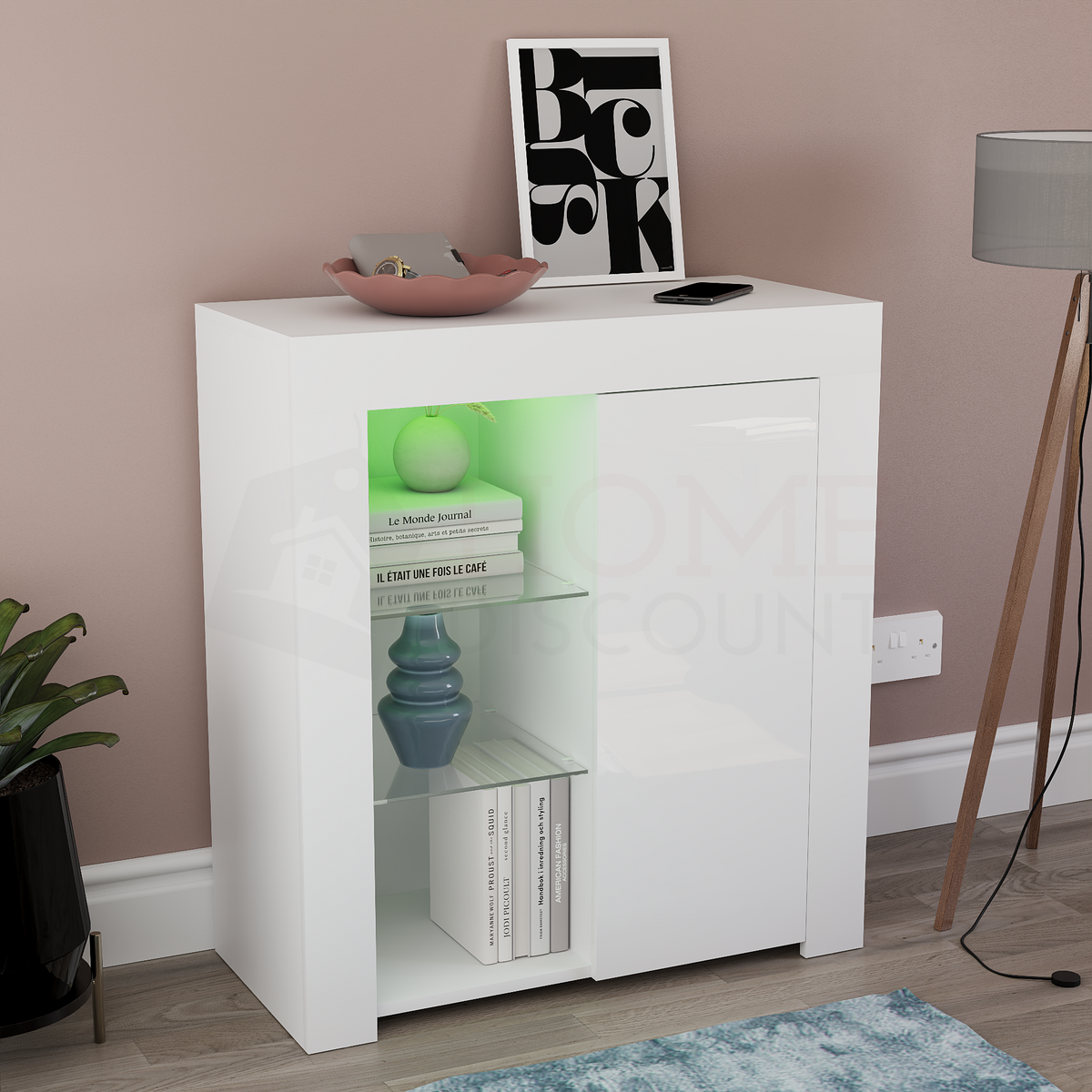 Azura 1-Door LED Sideboard - White