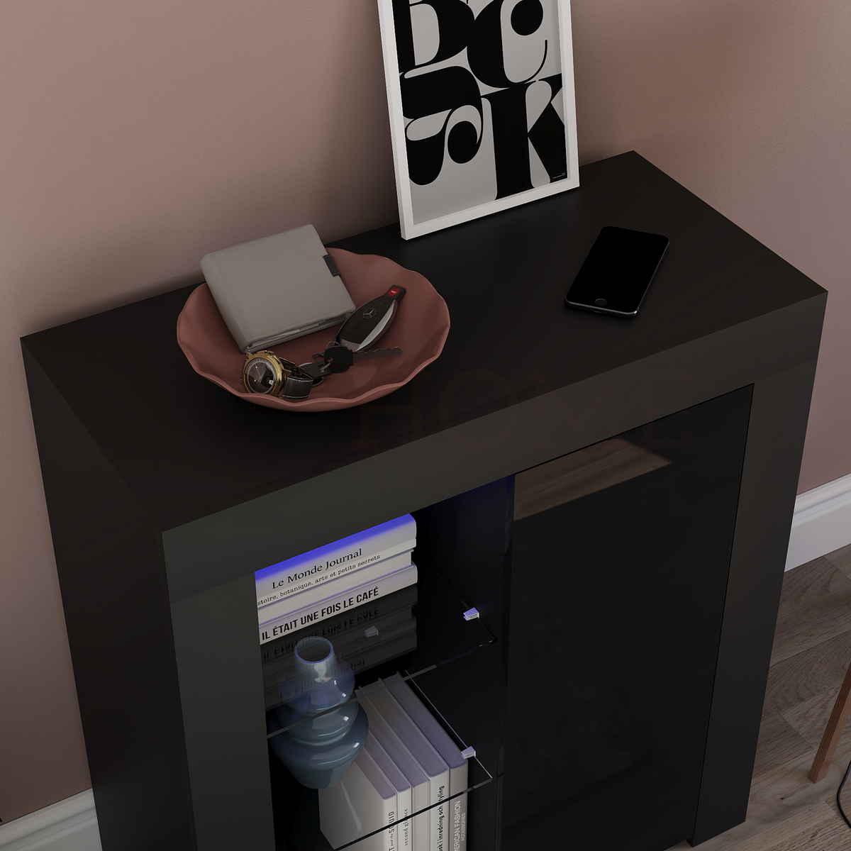 Azura 1-Door LED Sideboard - Black