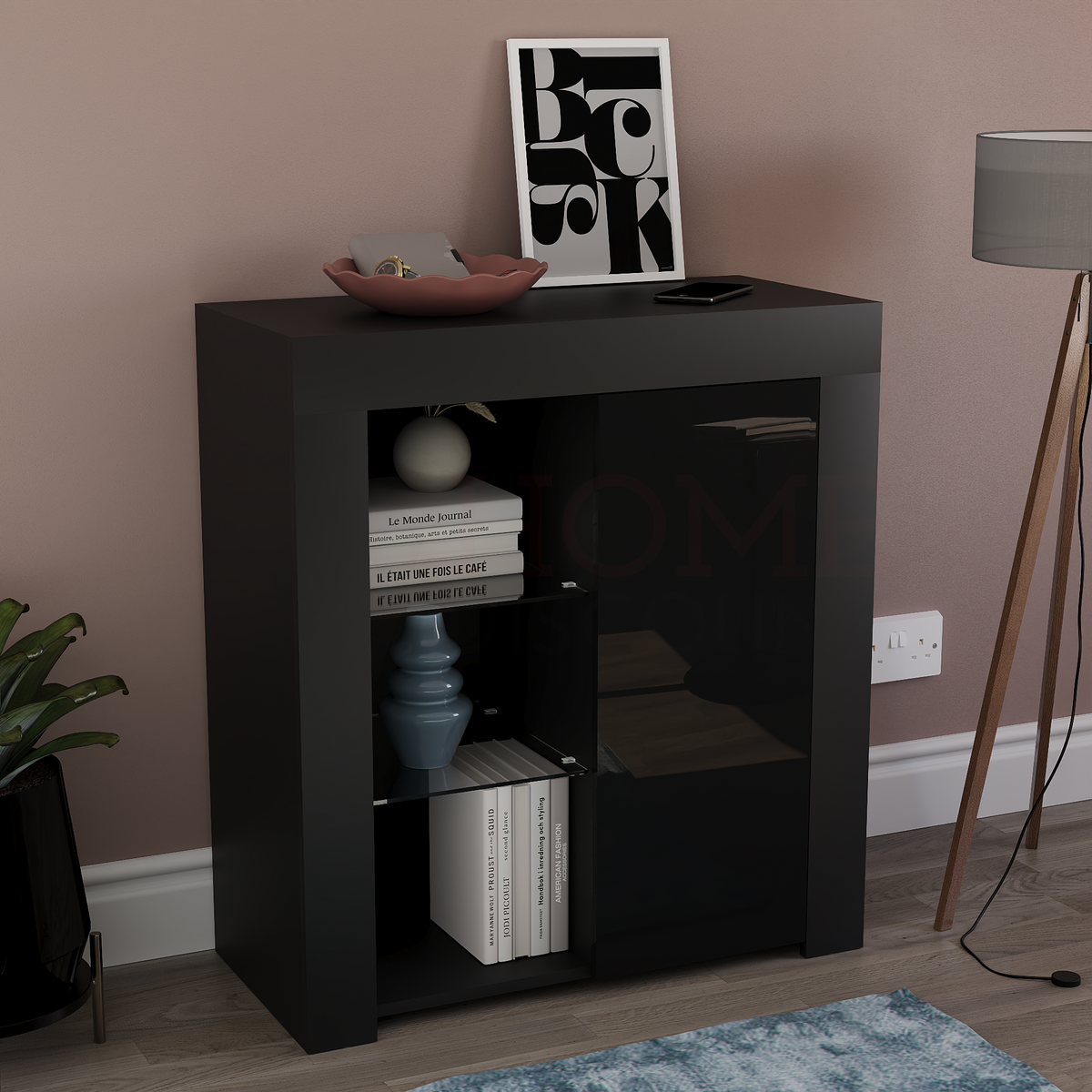 Azura 1-Door LED Sideboard - Black