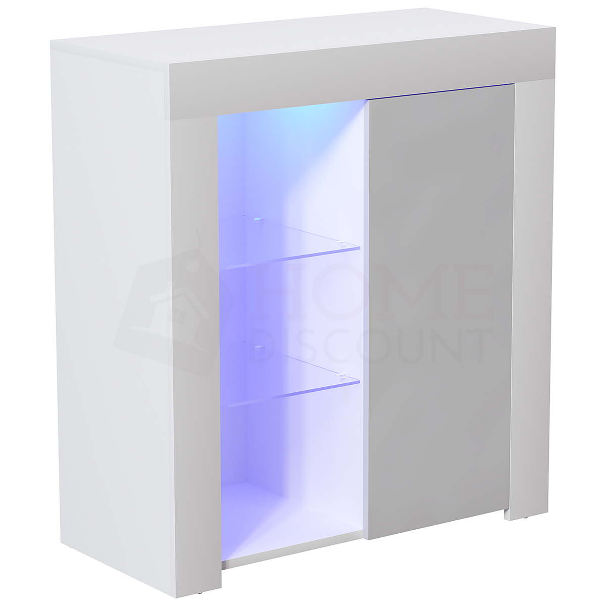 Azura 1-Door LED Sideboard - White & Grey