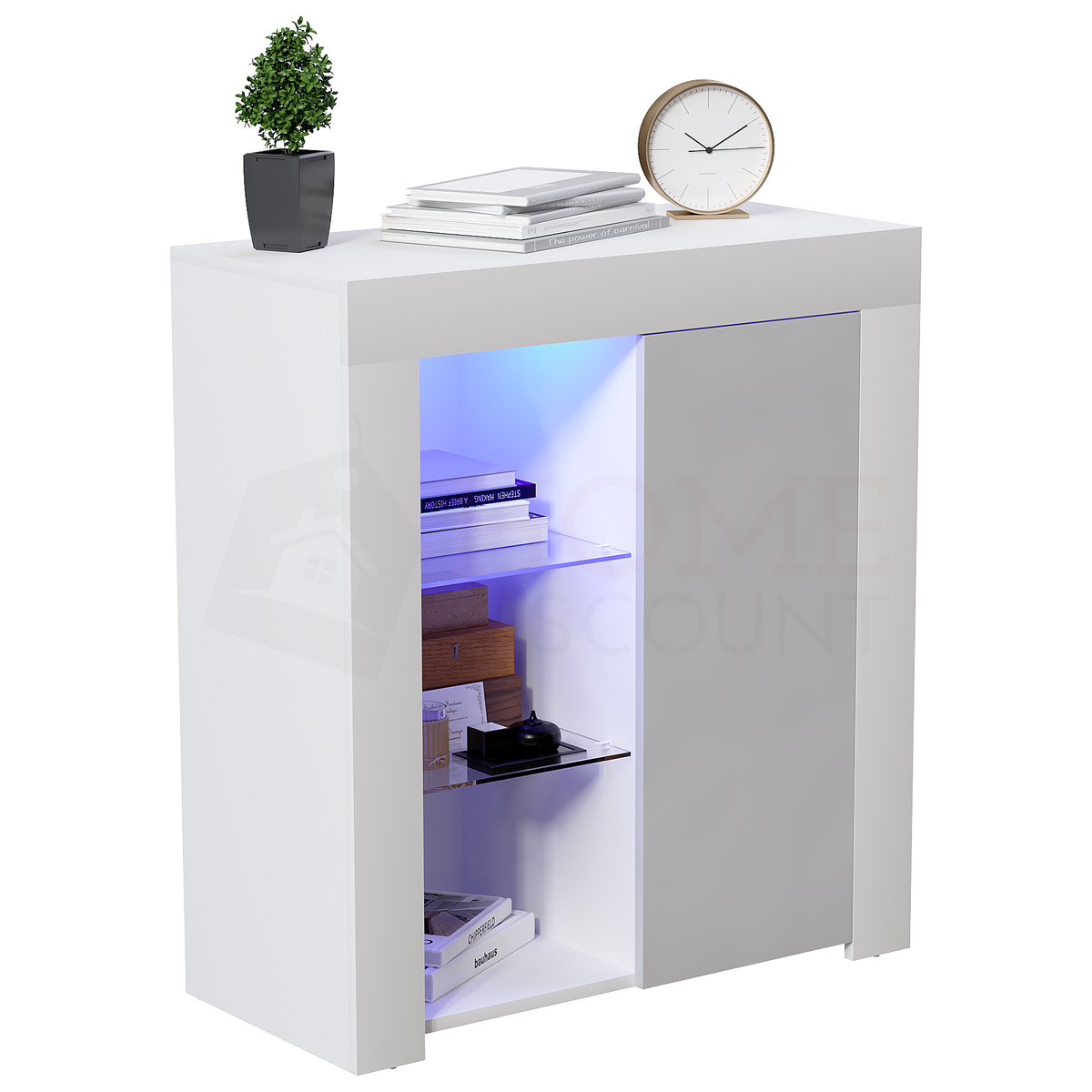 Azura 1-Door LED Sideboard - White & Grey