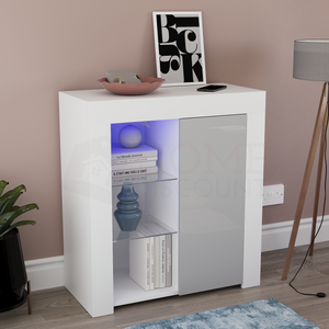 Azura 1-Door LED Sideboard - White & Grey