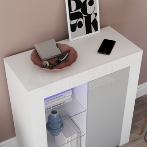 Azura 1-Door LED Sideboard - White & Grey