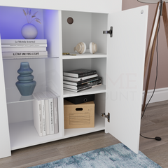Azura 1 Door LED Sideboard, White & Grey