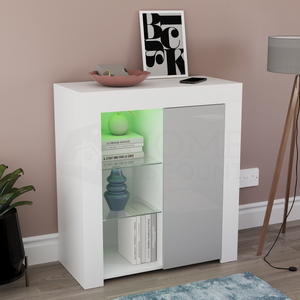 Azura 1-Door LED Sideboard - White & Grey
