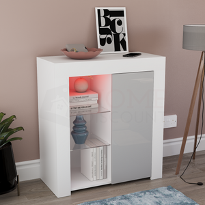 Azura 1-Door LED Sideboard - White & Grey