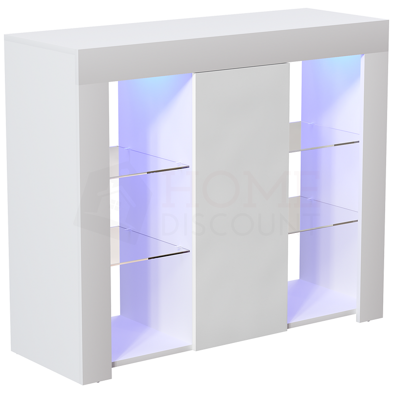 Azura 1 Door Large LED Sideboard, White
