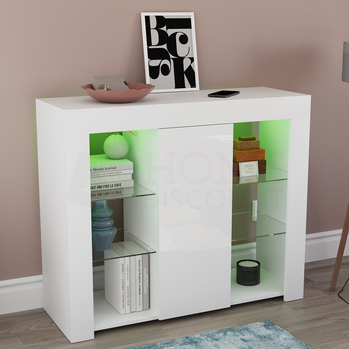 Azura 1-Door Large LED Sideboard - White