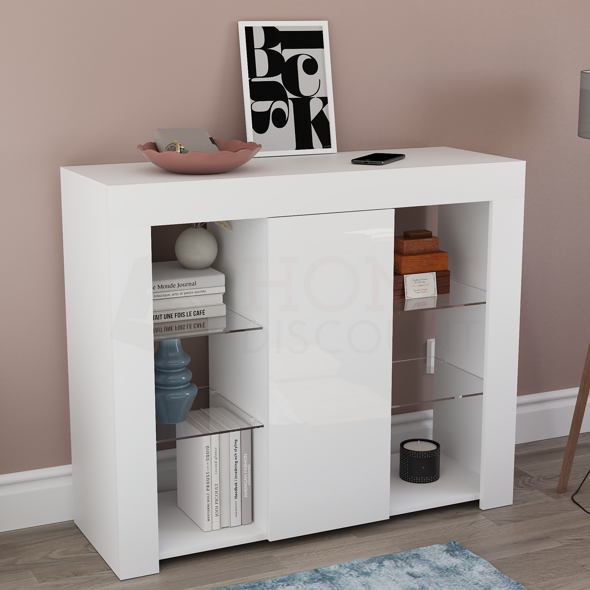 Azura 1-Door Large LED Sideboard - White