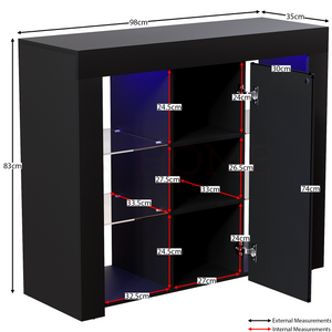 Azura 1-Door Large LED Sideboard - Black