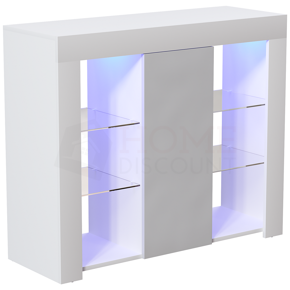 Azura 1-Door Large LED Sideboard - White & Grey