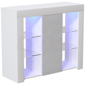 Azura 1-Door Large LED Sideboard - White & Grey