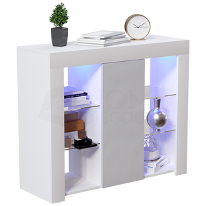 Azura 1-Door Large LED Sideboard - White & Grey