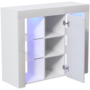 Azura 1-Door Large LED Sideboard - White & Grey