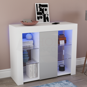 Azura 1-Door Large LED Sideboard - White & Grey