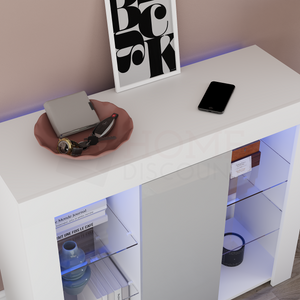 Azura 1-Door Large LED Sideboard - White & Grey