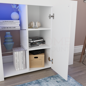 Azura 1-Door Large LED Sideboard - White & Grey