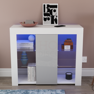 Azura 1-Door Large LED Sideboard - White & Grey