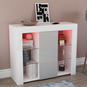 Azura 1-Door Large LED Sideboard - White & Grey