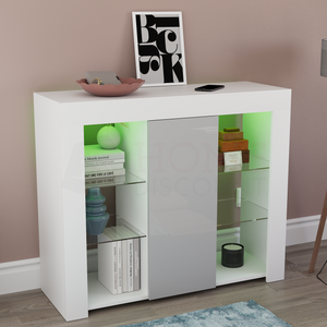 Azura 1-Door Large LED Sideboard - White & Grey